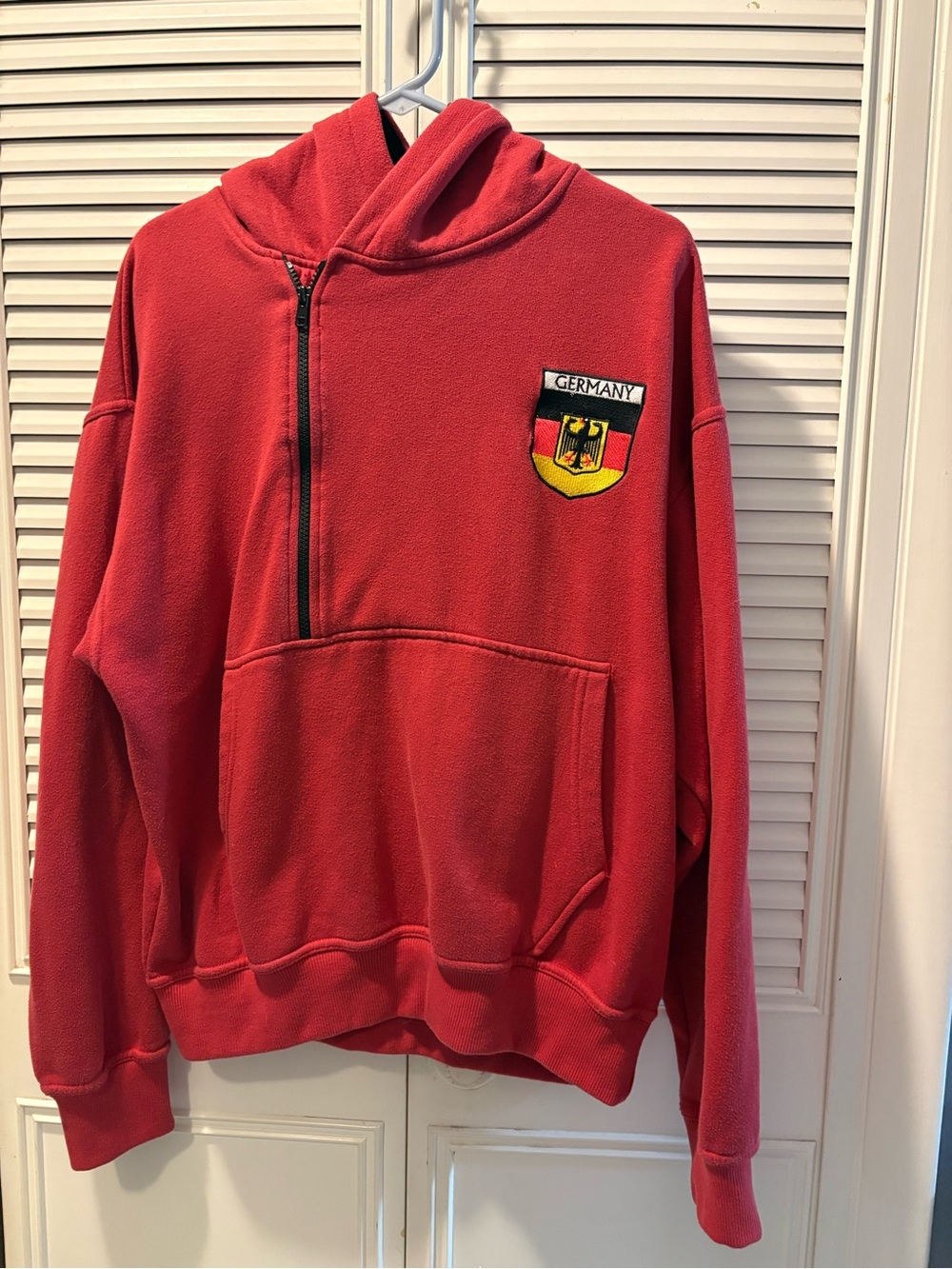 Red Germany Crest Half-Zip Hoodie Sweater